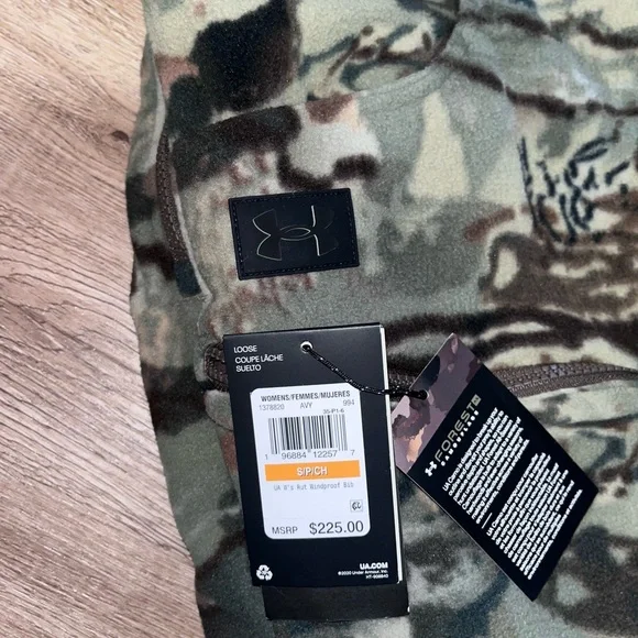 Under Armour Forest Camo Rut Bibs Windproof Microfleece Women's Small